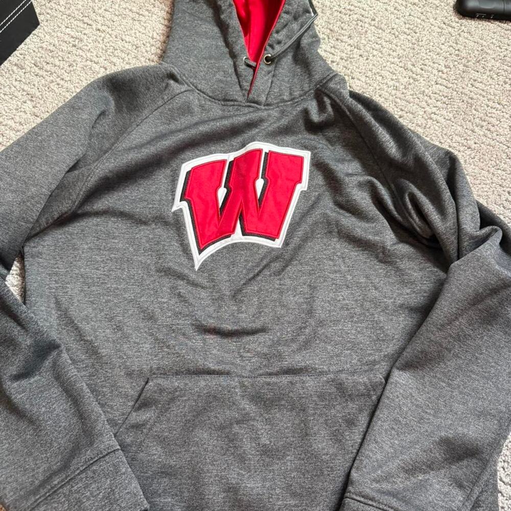 Colosseum grey wisconsin badgers hoodie